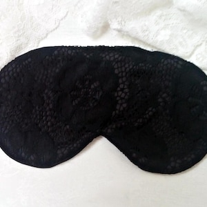 Black lace flower headmade Sleep Mask Cute Black Eye Mask Black Satin eye cover Blackout Mask Lace Blindfold luxury night eyemask cheap gift