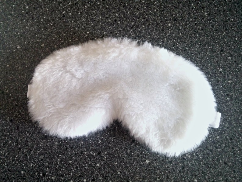 White furry Sleep mask / Eye mask / Gift for her or him / Travel gift / Sleeping mask / Womens sleep mask / Mens sleep mask /Travellers gift image 4