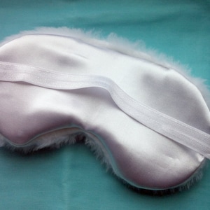 White furry Sleep mask / Eye mask / Gift for her or him / Travel gift / Sleeping mask / Womens sleep mask / Mens sleep mask /Travellers gift image 2