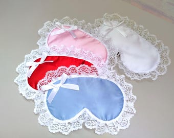 Satin Sleep Mask with Lace & Bow: Elegant Boudoir Style