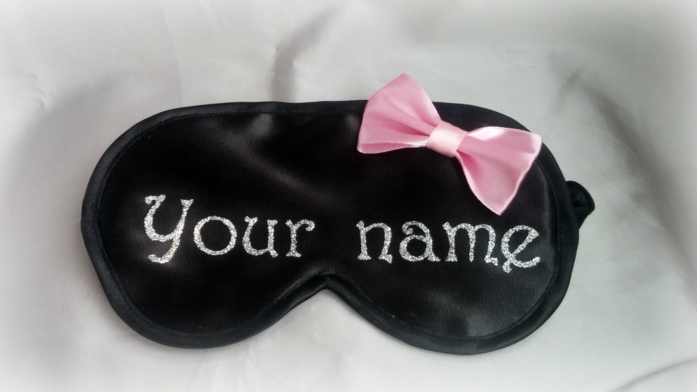 Personalized Black Handmade Sleep Mask Cute Your Name or Text Etsy