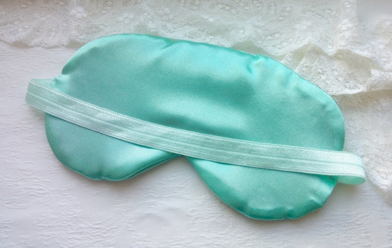 Gentle Mint Satin Sleep Mask from VikiSleepLine / headmade Sleep Mask, Cute Mint Eye cover, Blackout Mask,Blindfold,night eyemask,cheap gift image 2