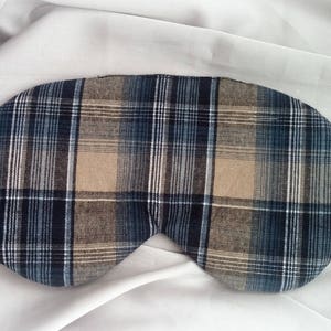 Classic Plaid sleep mask for men & INGENIOUS gift for him// Cotton Travel Eye Mask - Fathers Day Gift - Soft eye cover - Blackout Blindfold