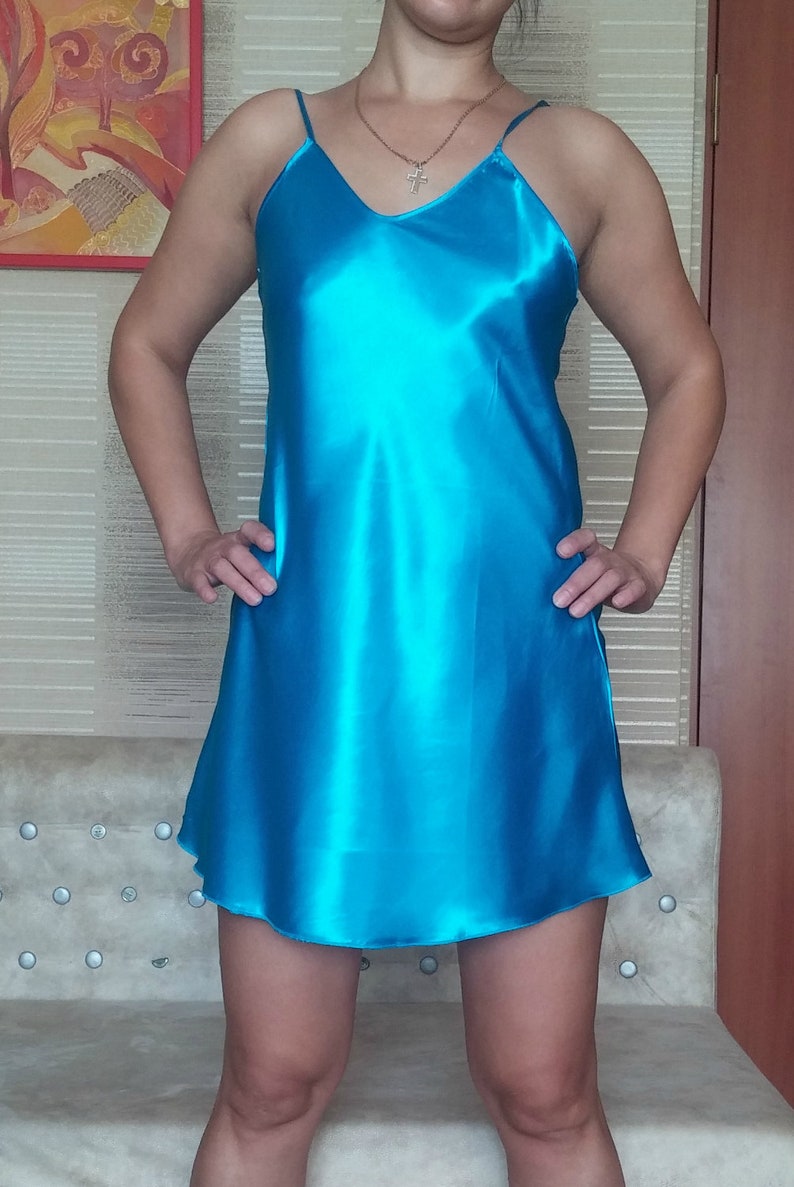 blue satin slip