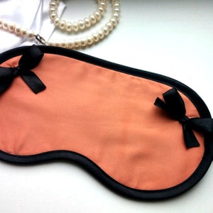 Super soft silk peach and black sleep mask for women/ Eye shades for sleep/ Smooth eye mask/ Best eye mask for travel/ Cute Blindfold sleep