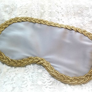 Gray with gold Silk Sleep Mask as a gift for her, Anti-ageing Eye Mask, Gift for Mom or Bridesmaid Gift, Travel Accessory, Cute Eye Cover