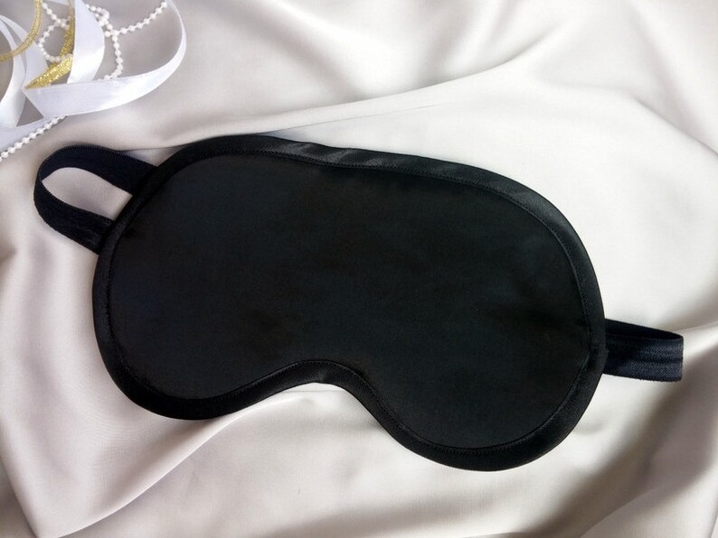Black headmade Sleep Mask Cute Black Eye Mask Black Satin Etsy
