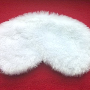 White furry Sleep mask / Eye mask / Gift for her or him / Travel gift / Sleeping mask / Womens sleep mask / Mens sleep mask /Travellers gift image 1