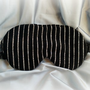 Stripes headmade Sleep Mask - Black and silver underwear - Stripes Slumber SPA Pj party favor - Blackout travel mask - luxury eye cover