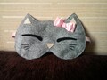 Gray Cat with bow sleep mask - Cute lady kitty sleep mask - Gift for pet lover - cat soft eye pillow - Natural kids adults Sleeping mask product logo