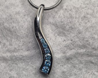 Blue Diamonte Swirl Memorial Cremation Ashes Urn Pendant Necklace