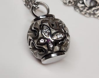 Butterfly Lantern Memorial Cremation Ashes Urn Pendant Necklace