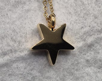 Gold Star Memorial Cremation Ashes Urn Pendant Necklace