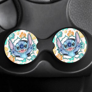 Blue Alien Car Coasters Set of 2 image 1