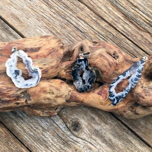 Natural Freeform Druzy Raw Geode Agate Quartz Crystal Men&#39;s Jewelry