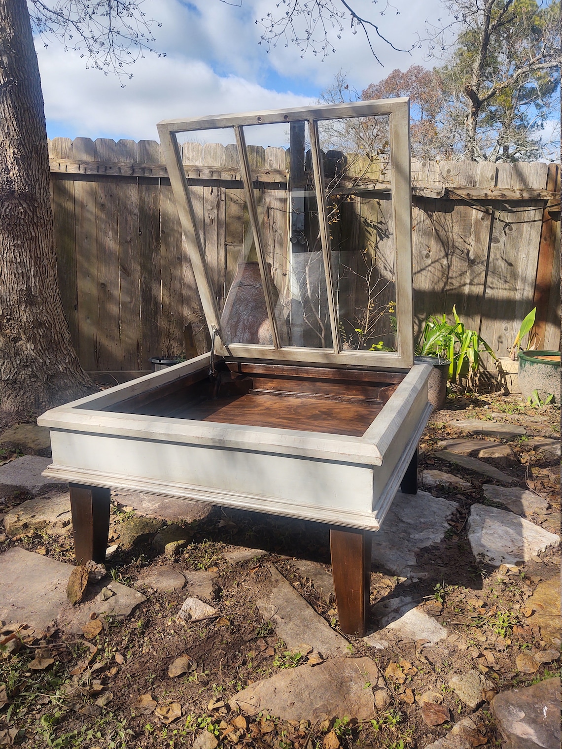 Shadow Box Display Table 3 Pane Antique Window Coffee Table - Etsy