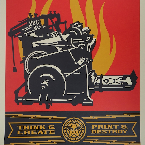 Shepard Fairey (OBEY) - Print and Destroy - Signed and dated Lithograph + Free Gift