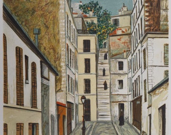 Cottin Alley in Paris - Lithograph Signed