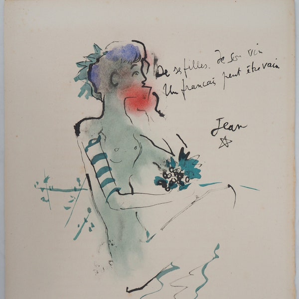 Jean COCTEAU : Ephèbe - lithographie originale signée