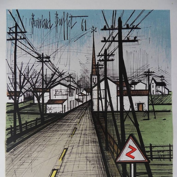 Bernard BUFFET : La route, Lithographie signée - 1962