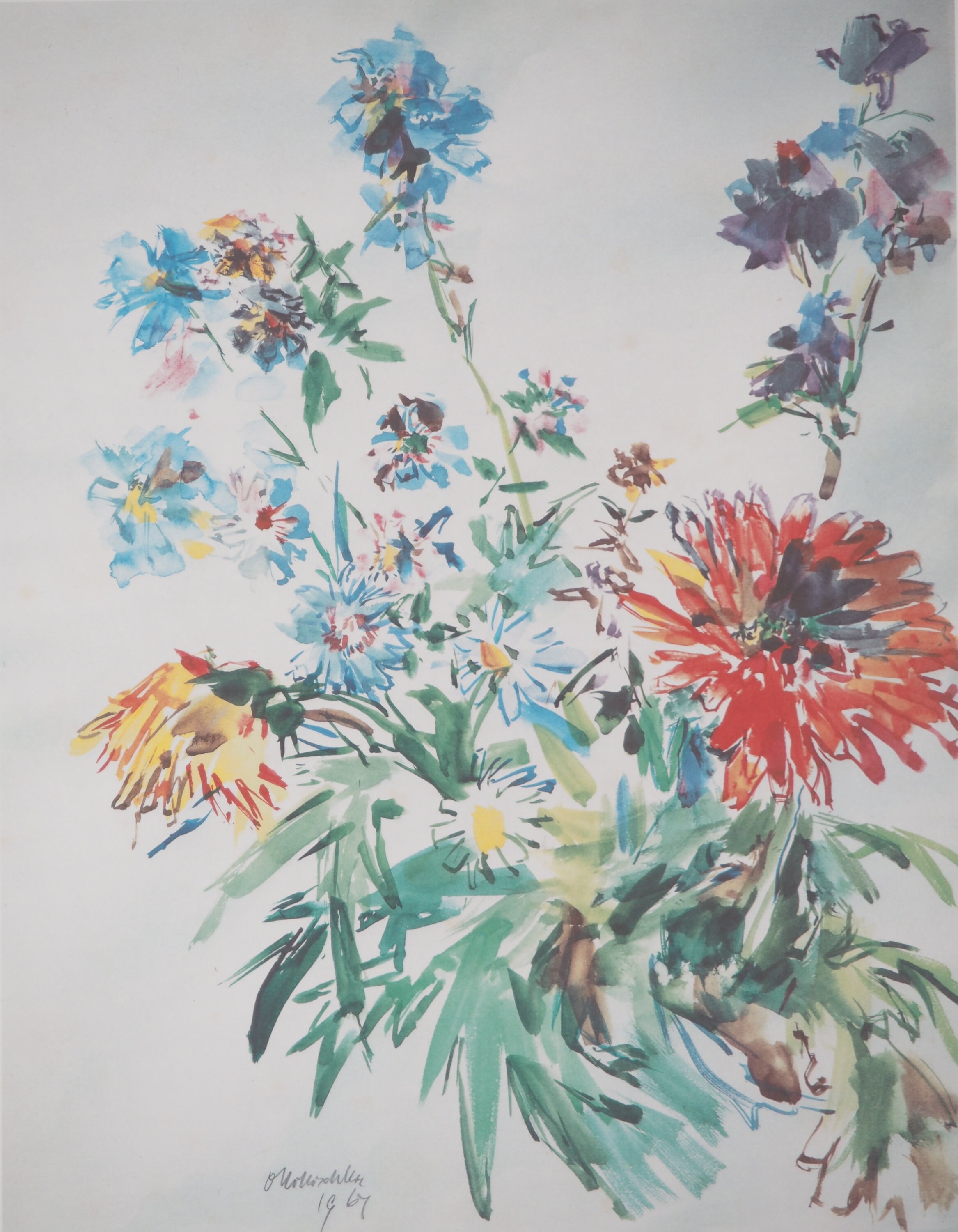 Oskar Kokoschka、Flowers、希少な額装用画集より、新品額装付 Oskar