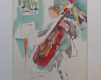 Jacques VILLON: The cellist, signed lithograph