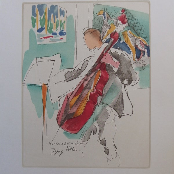 Jacques VILLON: The cellist, signed lithograph