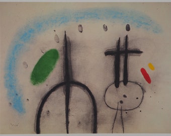 Joan Miro: Walk under the blue sky, Lithograph signed with certificate