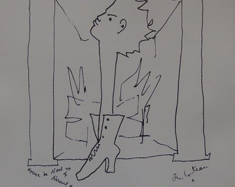 Jean COCTEAU : Femme à la chaussure, Lithographie originale signée