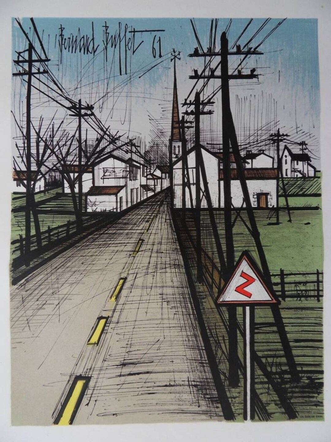 Bernard Buffet、リトグラフThe road, 1962