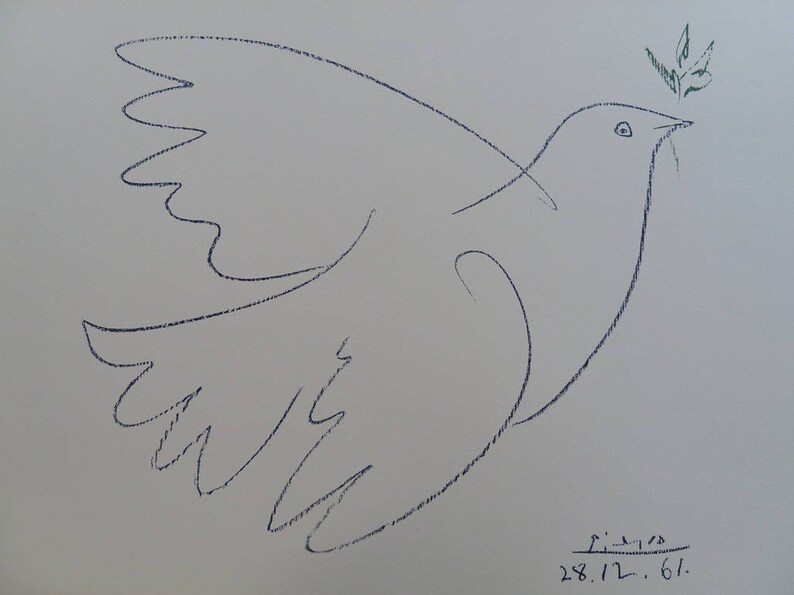 Pablo Picasso: de duif van vrede lithografie ondertekend ...