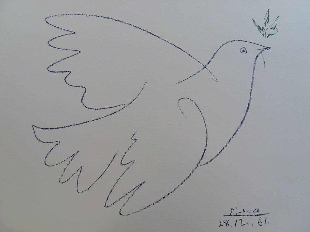 Pablo Picasso Die Taube Des Friedens Lithographie Signiert Etsy
