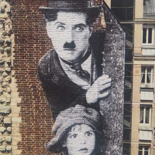 JR (1983-) Jean René dit, - Hommage à Charlie Chaplin, 2021 - Lithographie originale signée