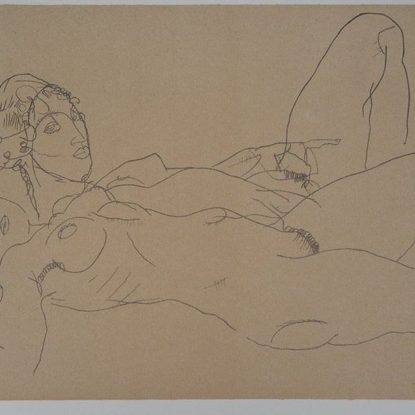 Egon SCHIELE (d’après) : Femmes nues allongées - Lithographie Signée