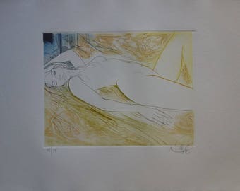 Jean-Baptiste VALADIE - Alanguishing, Original etching and aquatint Signed in pencil