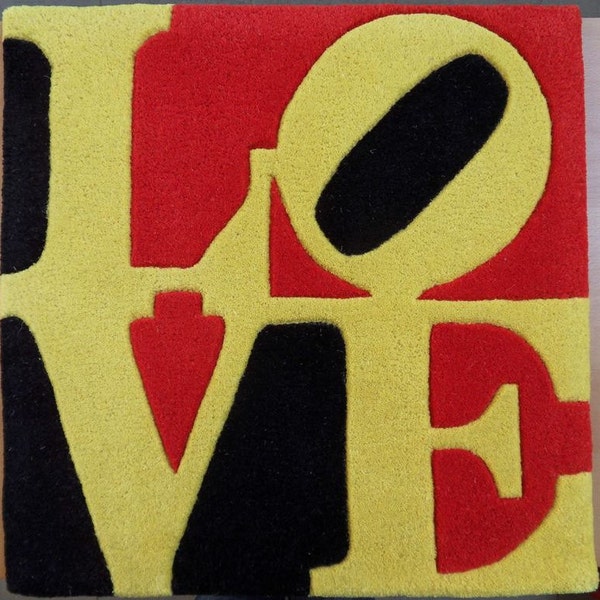 Robert INDIANA : Liebe LOVE - Tapis en laine cardée #Edition signée & numérotée