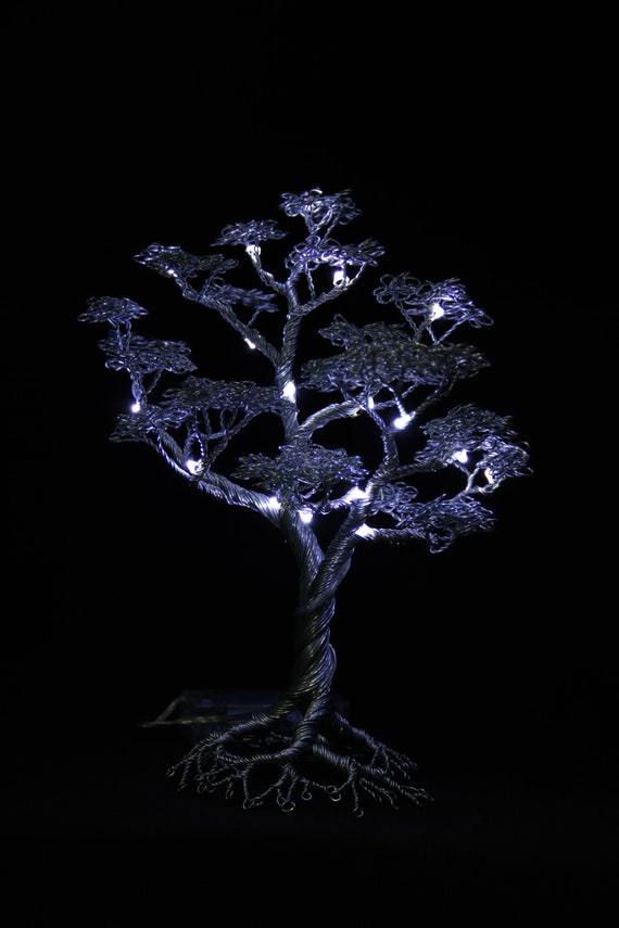 Wire Bonsai Spiritree With White Led Lights