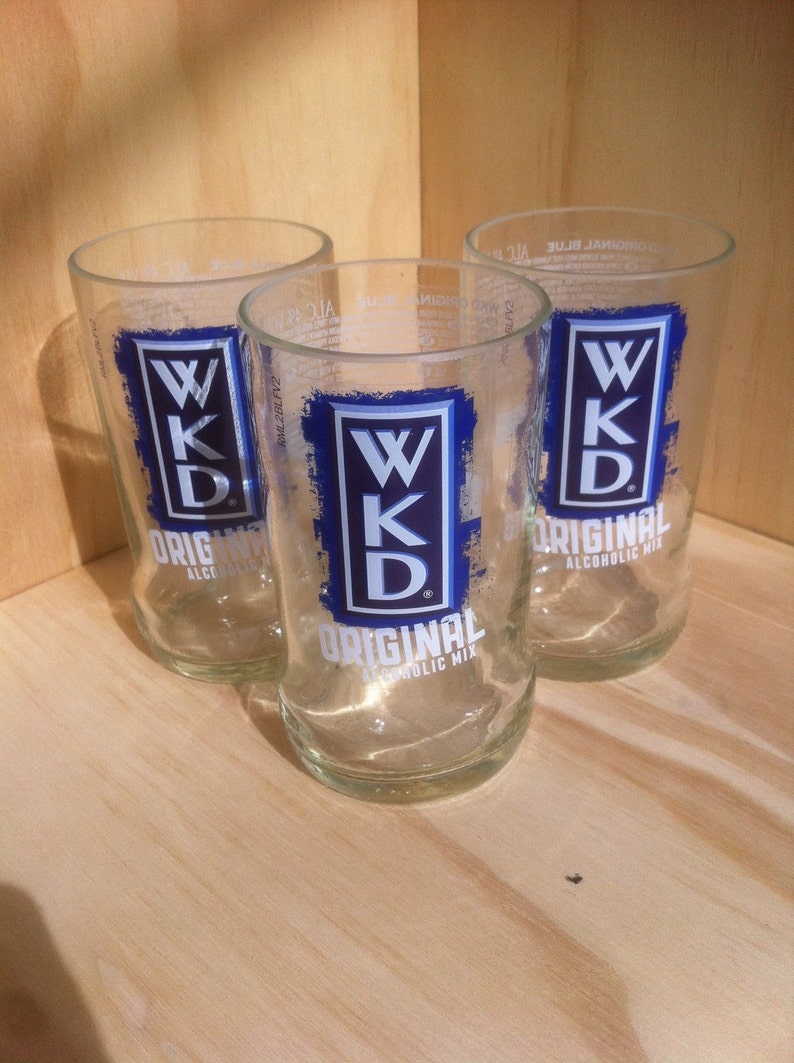 Set of 3 Recycled Beer Bottle WKD Glasses Etsy