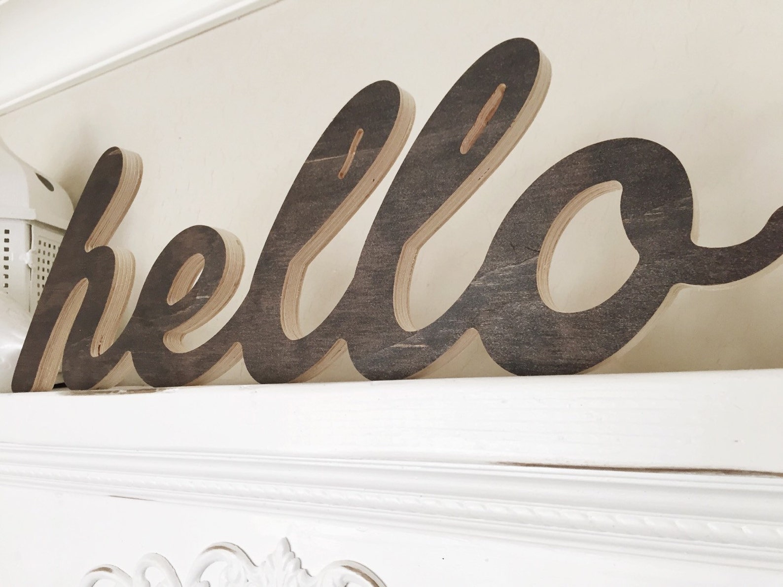 Wood Typography Cursive Script Word Cutout Stained Sign Wall Etsy