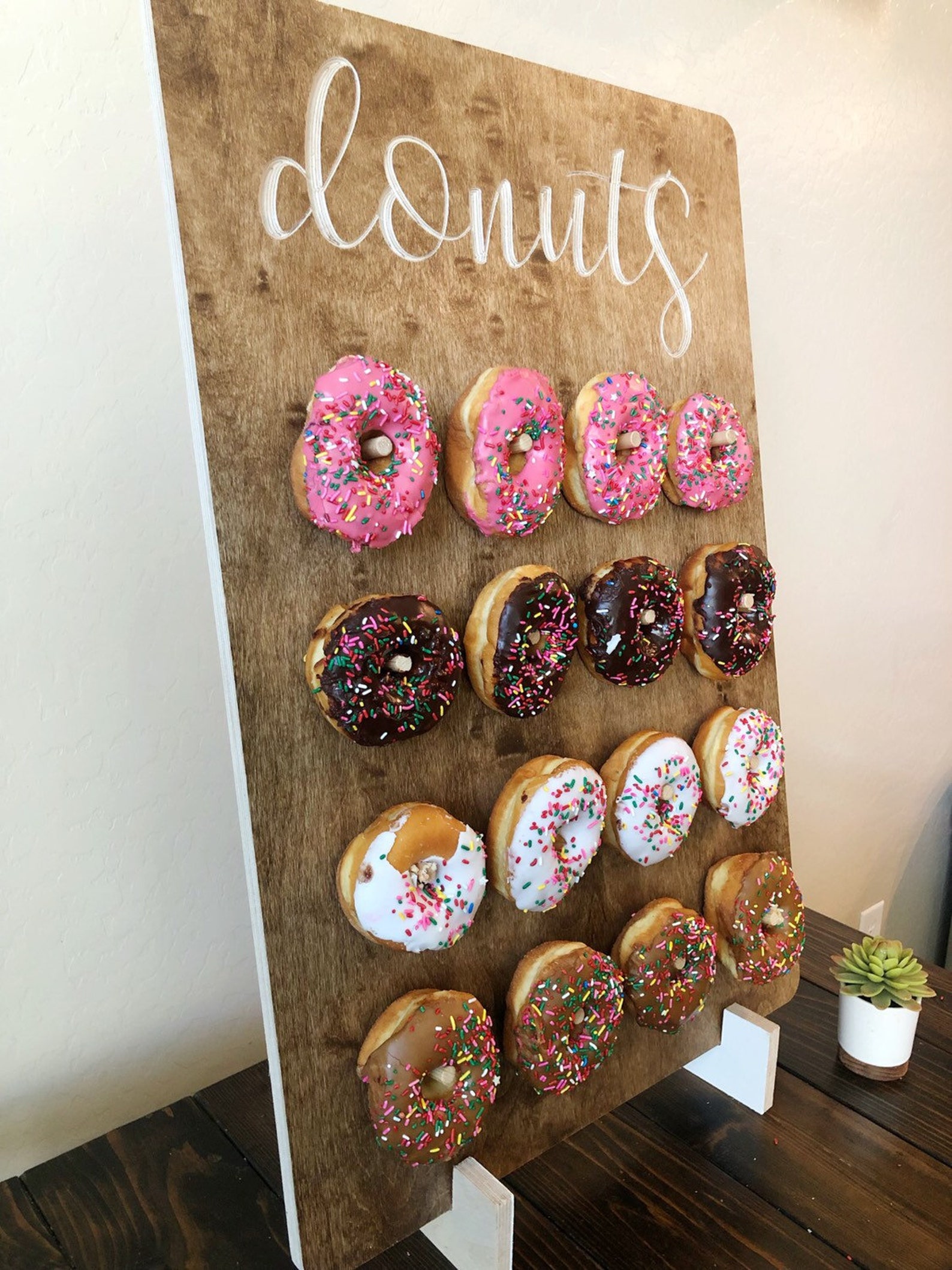 Wood Tabletop Donut Wall Display for wedding party and events Etsy