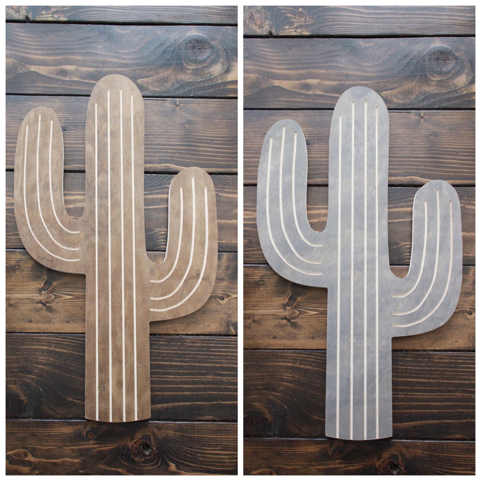 Wood Engraved Arizona Desert Cactus Home Wall Decor Etsy