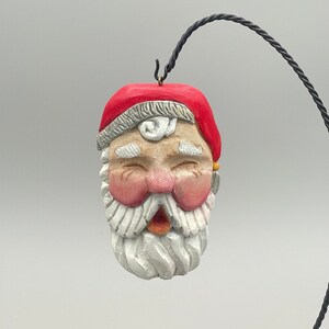 Hand Carved Wooden Santa Ornament
