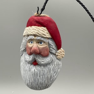 Hand Carved Wooden Santa Ornament