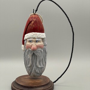 Hand Carved Wooden Santa Ornament