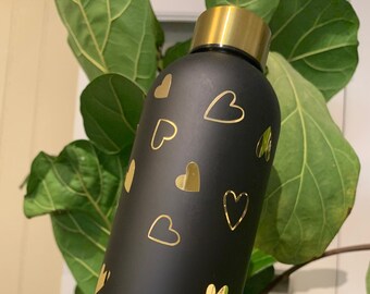 Black Matte Stainless Steel 18oz Bottle Water/ Reusable Water Bottle/ Stainless Steel Bottle/ Personalized Gift/ Valentines Day Gift/For her