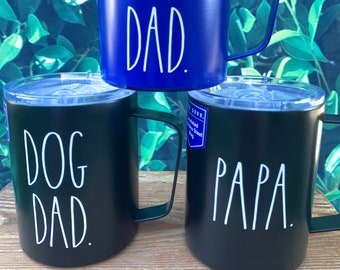 Dad Rae D insulated stainless steel mug with handle, coffee mug, dog dad, super dad, papa, tumbler, fathers day gifts, gifts for him, gifts