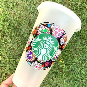 Starbucks sugar skull tumbler, dia de los muertos,  day of the dead,  sugar skull, Halloween Starbuck Cold Cup, skulls, calaveras, starbucks