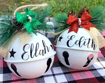 Jingle Bell Ornament Custom/ Personalized Ornaments / Large Jingle Bells/  White Jingle Bell/ 1st Christmas Ornament/ Christmas Tree Ornament 