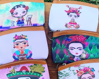 FRIDA KAHLO POUCH/ Monedero/vegan bag/Mini pouch/ Artesan Mexican pouch/ Bolsita de Frida/ Frida Coin purse/ Frida Kahlo Bag/mini bag/gifts/