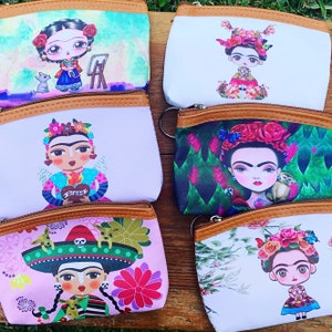 FRIDA KAHLO POUCH/ Monedero/veganer Beutel/Mini Täschchen/ Artesan Mexikanische Beutel/ Bolsita de Frida/ Frida Münze Beutel/ Frida Kahlo Tasche/Minitasche/Geschenke/
